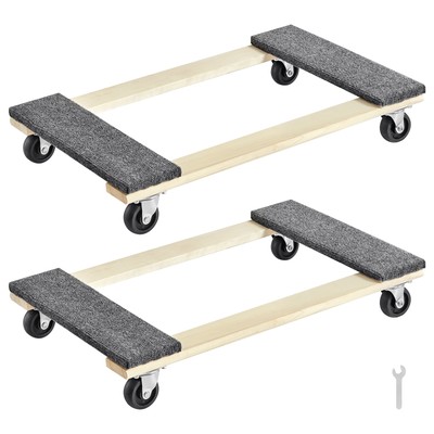 Furniture Dolly Moving Dolly Caster 1000 lbs Each Load 2PCS 8 Wheels Wood