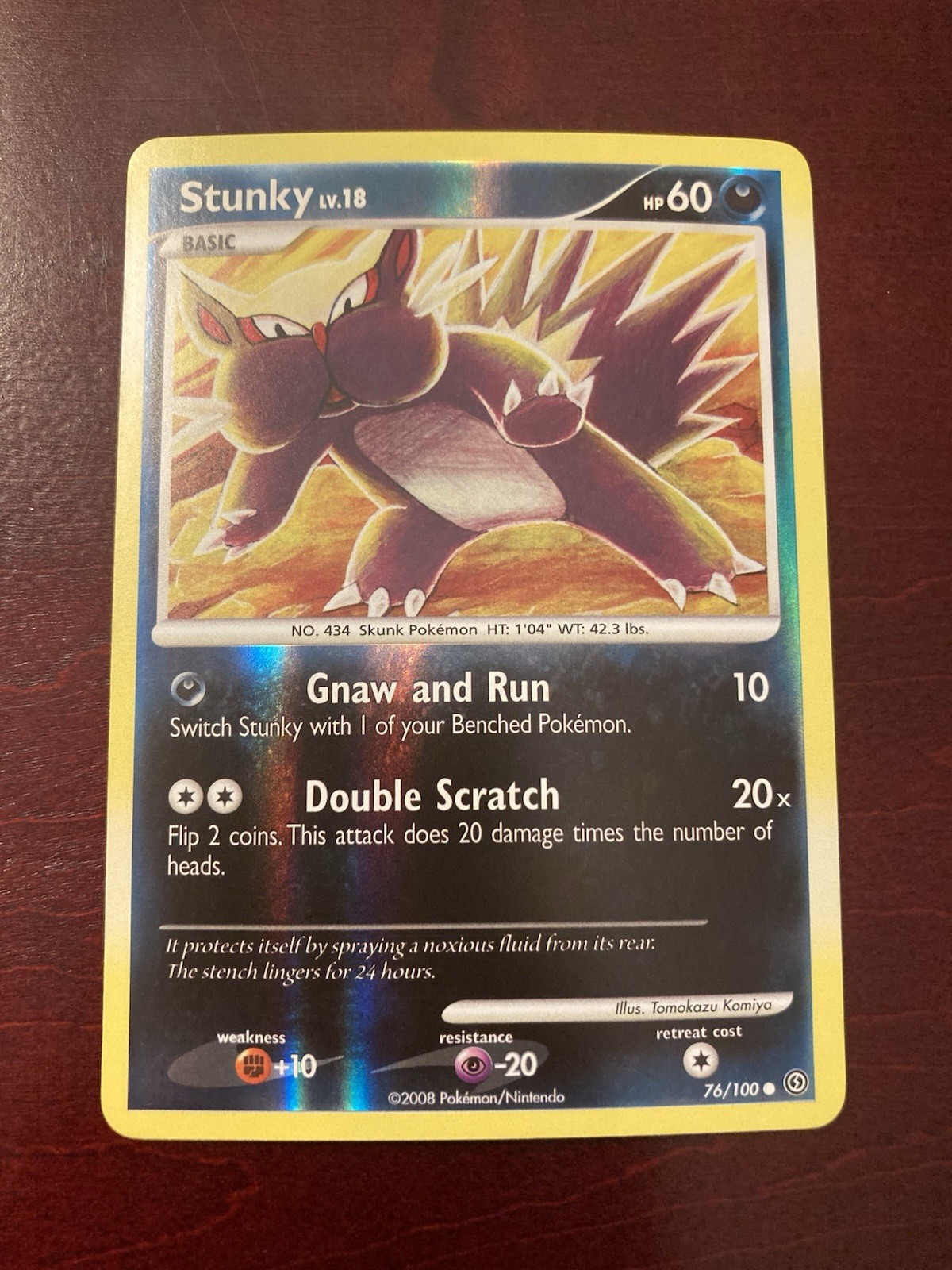 Stunky 76/100 Stormfront Reverse Holo Common 2008 English Pokemon TCG Card NM