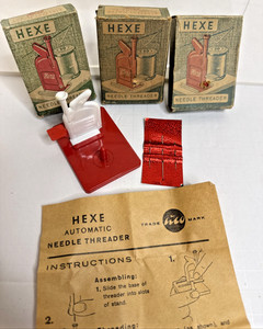 Vintage Qty 3 Hexe Automatic Needle Threader w/Instructions Box, West Germany