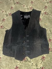 Wilson Leather Vest Casual Strap Womens Size Large Black Vintage Buttons