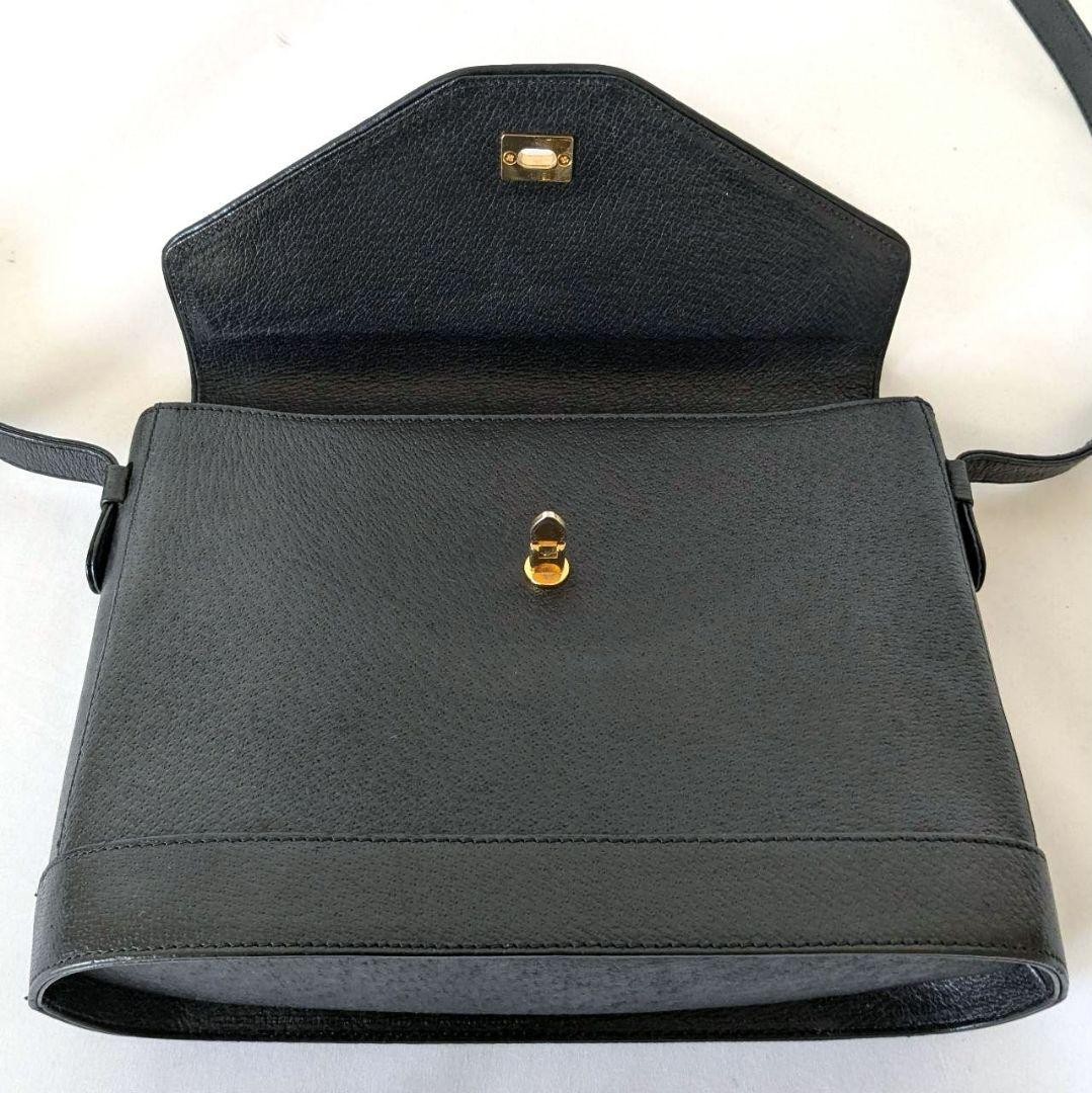 Valentino Garavani Black Leather Shoulder Bag with Gold Hardware, Vintage Japan thumbnail 8