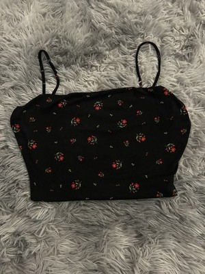 Lovely Bubbles Women s Cropped Black Tank Top Size Medium