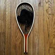 Wood Fly Fishing Net 8" x 20.75" Trout Lake Cabin Lodge Cottage Decor 