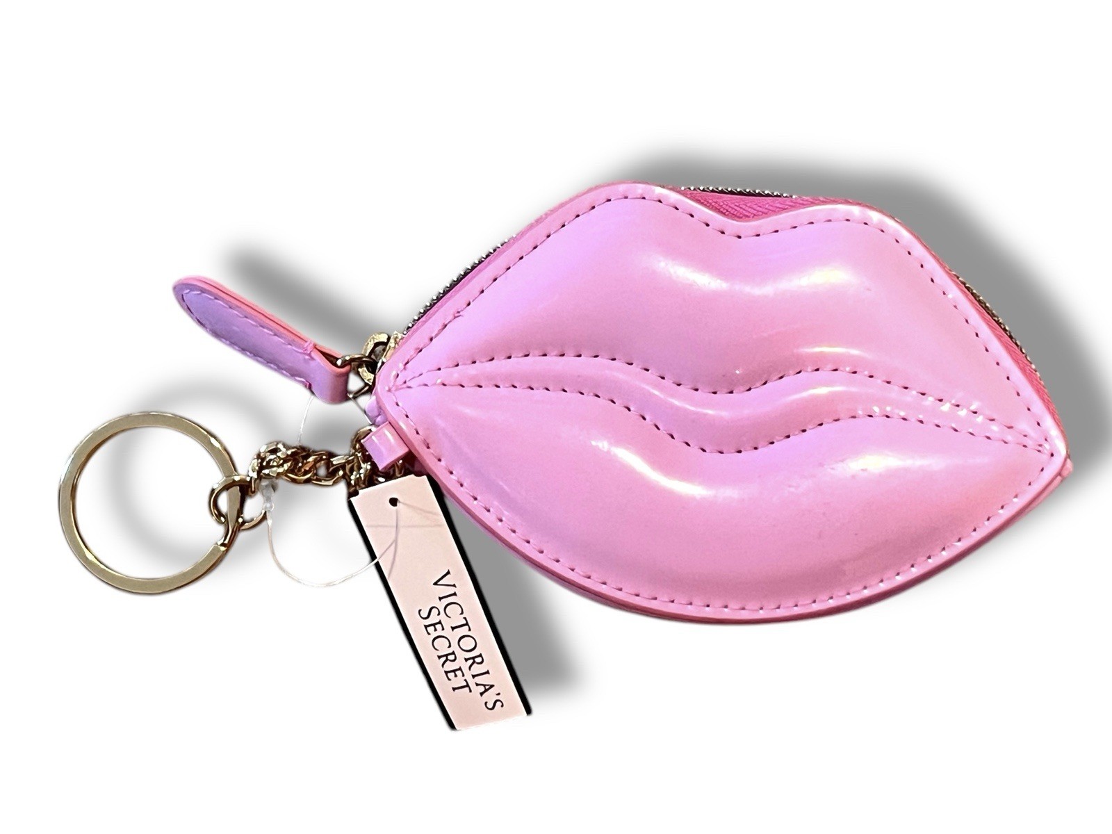 Victoria's Secret Pink Pucker Lips Zip Keychain Coin Purse New With Tags