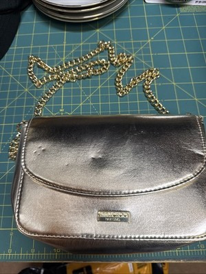 Jimmy Choo Parfums Gold Metallic Clutch Bag Chain Crossbody Shoulder Purse
