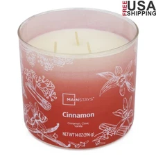 3-Wick Cinnamon Scented Candle Jar Aromatherapy Relaxation Gift Home Decor New