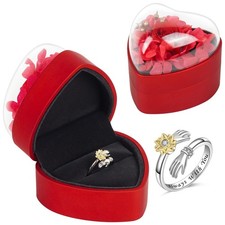 Preserved Real Rose Ring Box, Eternal Rose for Wife Girlfriend Mom, Flower Re...