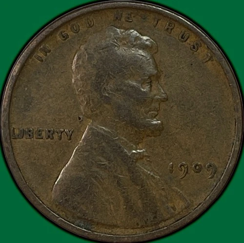 1909-VDB Lincoln Wheat Cent Very Fine VF Coin #37518