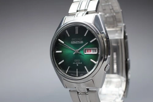 Vintage 1974 Seiko 5 Actus 6106-8660 Kanji Green Dial Automatic Watch From Japan