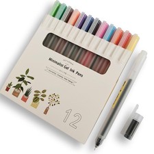 Minimalist Japanese Style Colorful Gel Pens 0.38mm Ultra Fine Point,Cute 12 C...