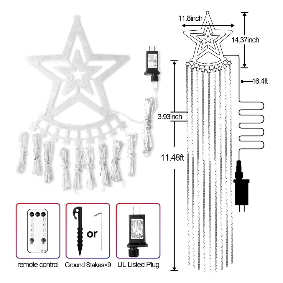 Luces Navideñas Para Exterior Árbol Estrella De Navidad Luz Impermeable 350 LED Foto 4 de 4