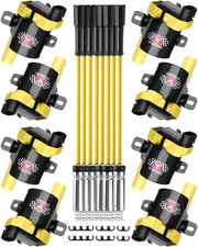 Round Ignition Coil UF262 - Pack of 8 with 748UU 8mm Spark Plug Wires Set, Pa...