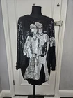 FRANK USHER Vintage 80s Sequin Tunic Dress | Rare Silver Dancer Motif Silk Gown