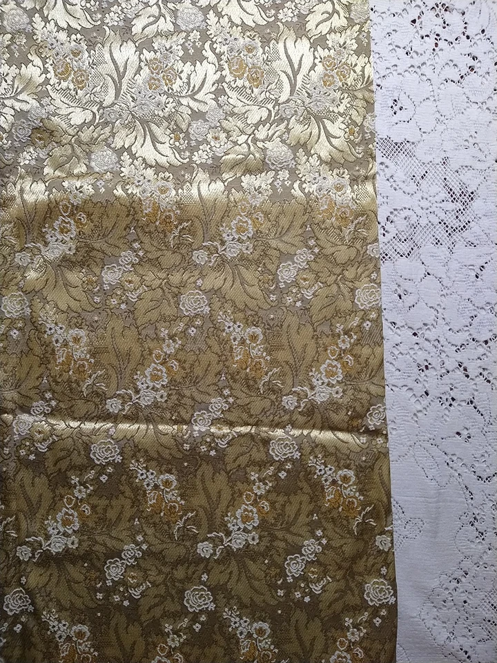 Tapestry Brocade Jacquard Floral Gold Upholstery Fabric 32" L x 56" W Plus - Image 2 of 4