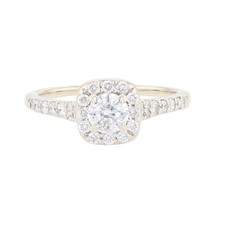 .81ctw Round Cut Diamond Halo with Accents Engagement Ring 14k White Gold Size 7