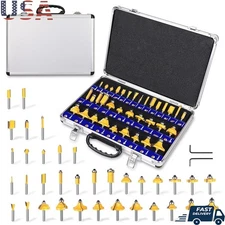 35PC Router Bits Set Carbide Tipped 1/4 Shank Woodworking Grooving Cutting New