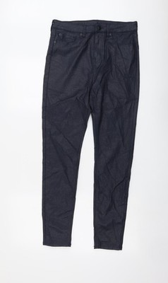 Marks and Spencer Damen Blau Polyester Hose Größe 12 L28 Normal Knopf