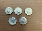 5 JFK Half Dollars 1967-68 ,40% Silver