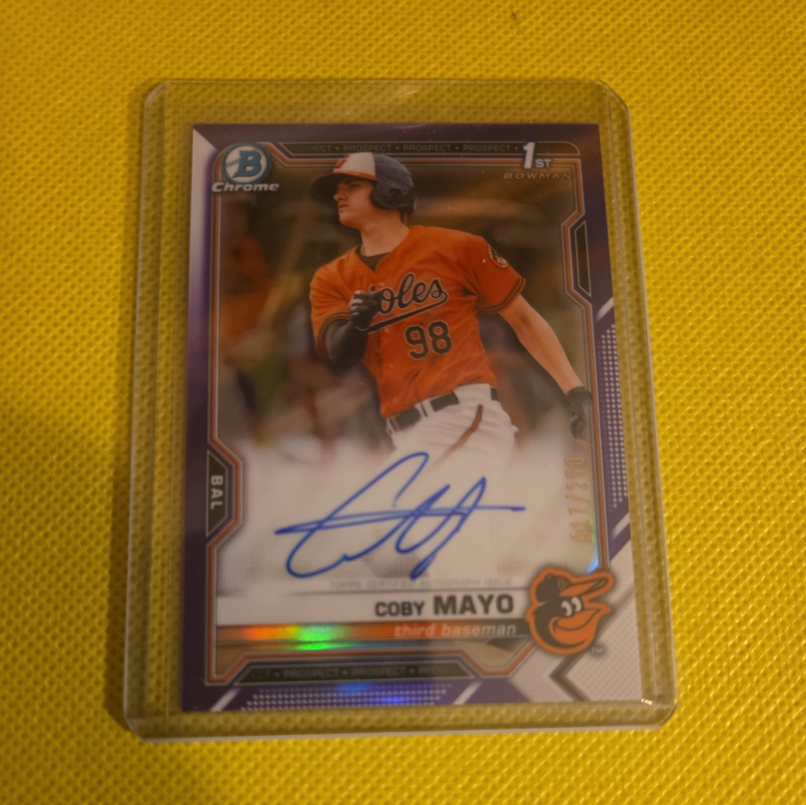 2021 Bowman Chrome 1st COBY MAYO  Auto Purple /250 🔥🔥🔥