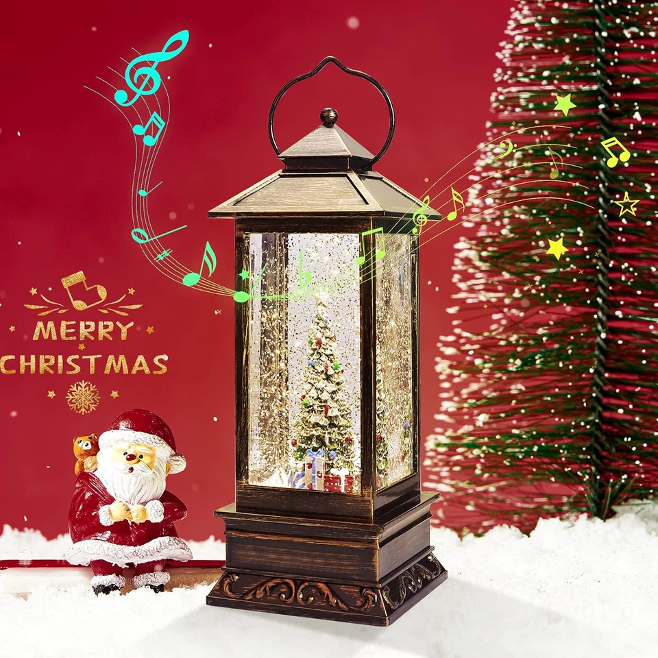 Globo de Nieve Decoraciones de Linterna de Navidad, Musical Globo de Nieve Linterna con Remolino Foto 2 de 4
