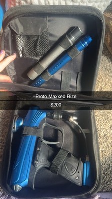 Proto Maxxed Rize Paintball Marker Blue & Black with Barrel and Case