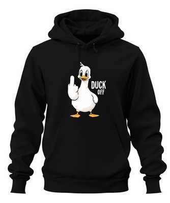 DUCK OFF Lustige Ente Mittelfinger Frech Sarkastisch Statement Unisex Hoodie Kap