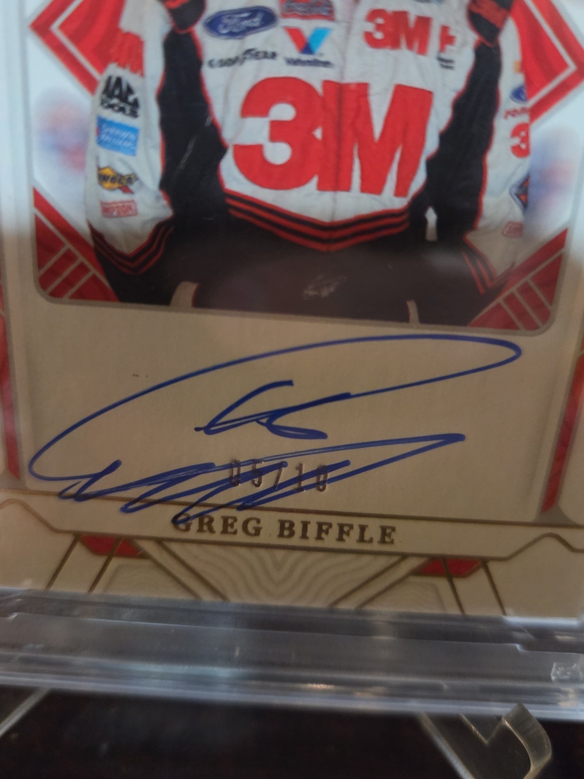 2022 NATIONAL TREASURES RACING TRACKSIDE SIGNATURES GREG BIFFLE 5/10 PSA 9 AUTO view 3