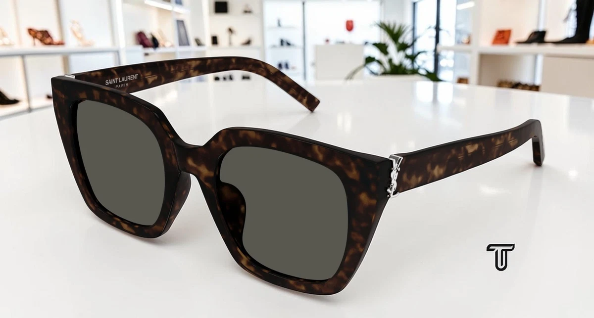Saint Laurent SL468 Womens Plastic Sunglass 005 Havana 55-16 Italy w Case - Flaw Saint Laurent Cat Eye Brown Sunglasses for Women for sale | eBay main image 2
