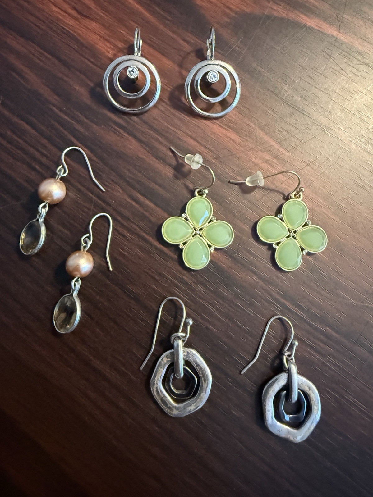 Four Pair Small Dangle Drop Earring Bundle Costum… - image 1