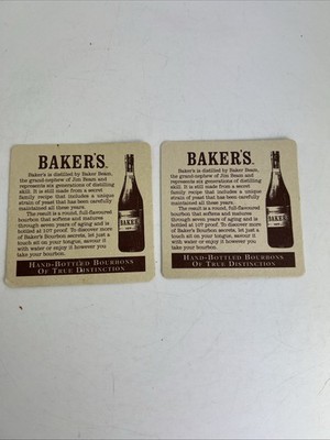 Baker s Bourbon Cardboard Coasters x2 Hand Bottle Jim Bean distillery Beer Mat