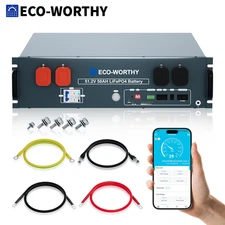 ECO-WORTHY 48V 50Ah Server Rack LiFePO4 Lithium Battery V3 For Golf cart Home