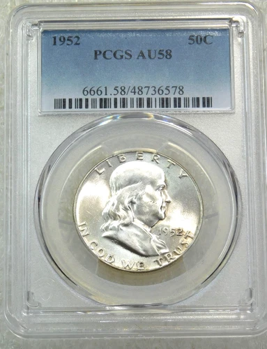 1952 Franklin Half Dollar PCGS AU58 90% FBL Frosty Just Graded New Holder #C284B