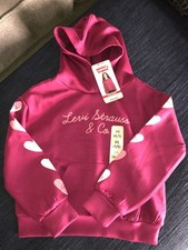 Girls Levi  s Fushia Colored Hoodie It  s Heart Sleeves Sz 4/5