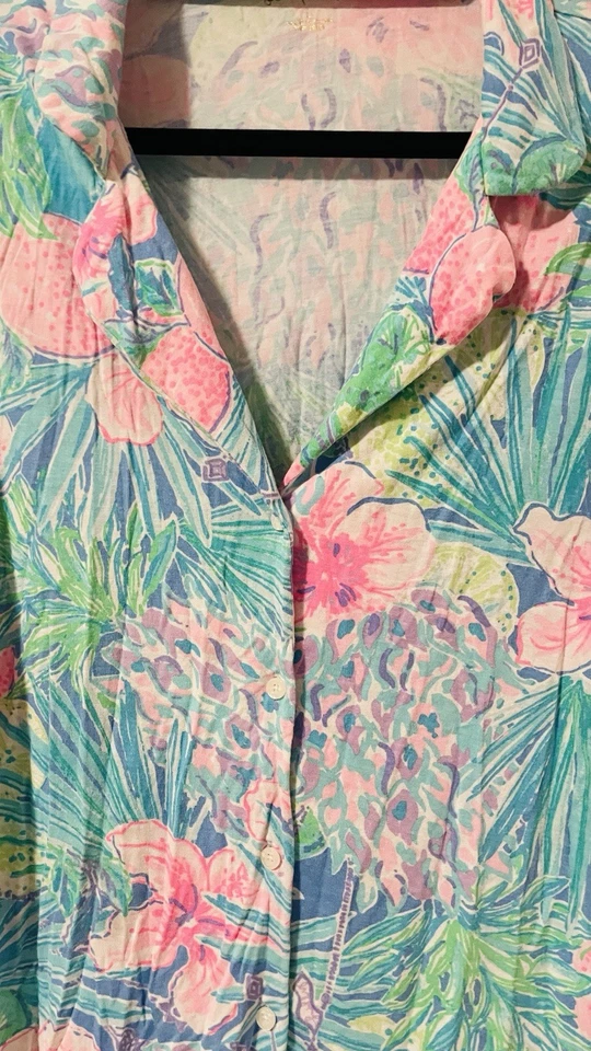 Lilly Pulitzer PJ Knit Pajama Pant L Pink Blue Floral Cozy Loungewear Sleepwear - Image 3 of 4