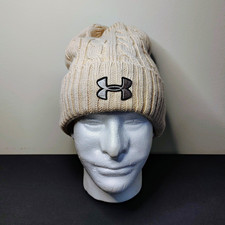 Under Armour Beige Cable Knit Acrylic Lined Beanie Hat Unisex One Size