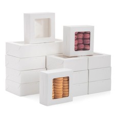 50 Pack 6x6 Bakery Boxes with Window for Desserts, Treat Containers for Cookies