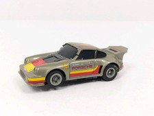 AFX Tomy Porsche 934, Silver 9, Black Wheels, SRT H.O. Slot Car Spoiler Broken