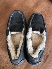 UGG ANSLEY BLACK SLIP ON MOCCASINS SHOES SLIPPERS Read More For Size Details