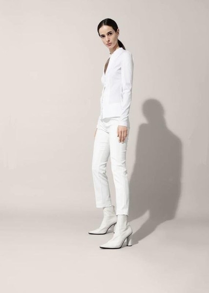 Women Akris Trousers White Cotton 36 / S / 44