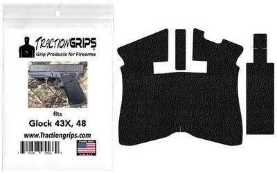 Tractiongrips updated black textured rubber grip tape overlay for Glock 43X