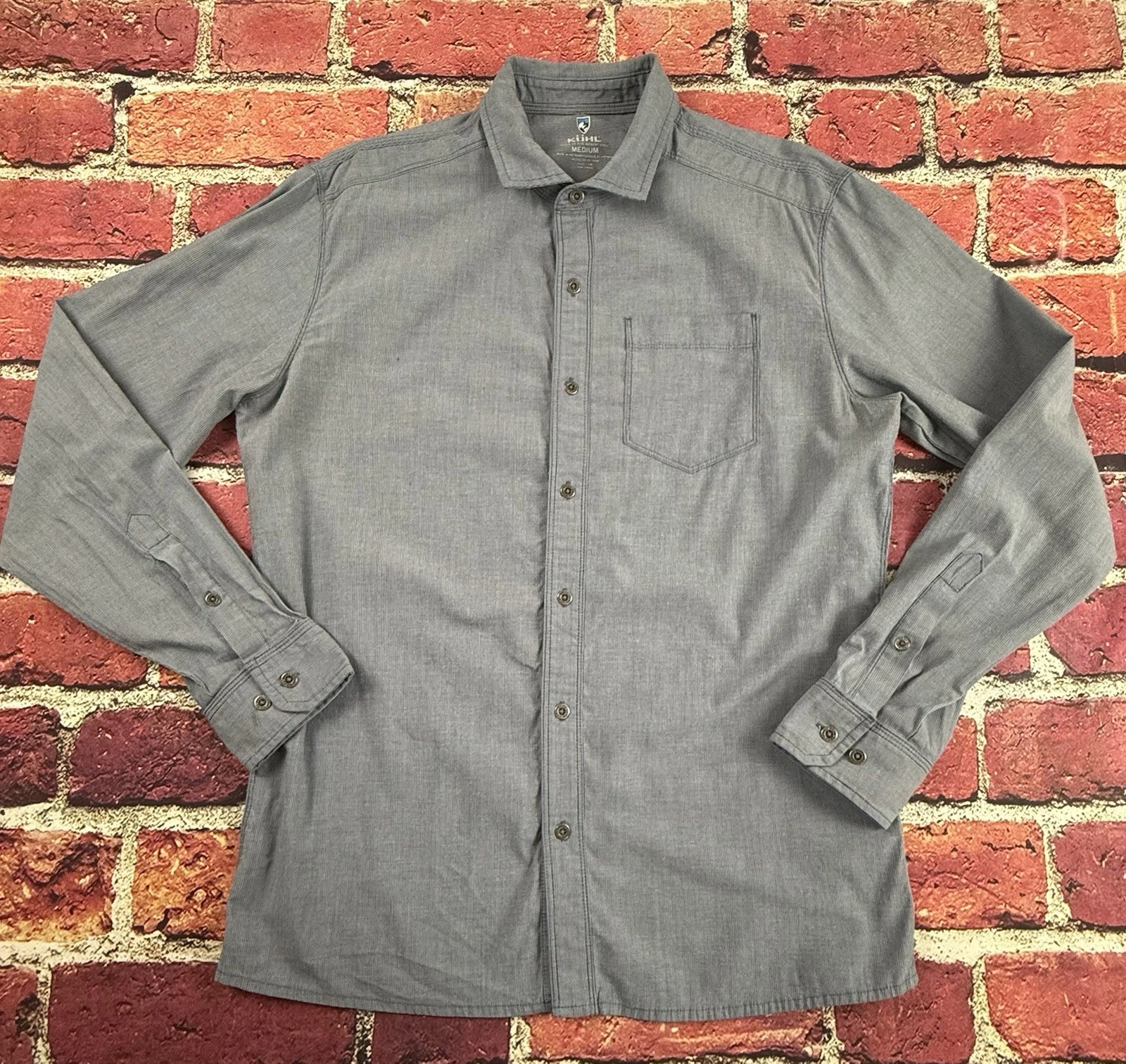 Kuhl Shirt Mens Medium Gray Karib Stretch Hiking Performance Outdoors