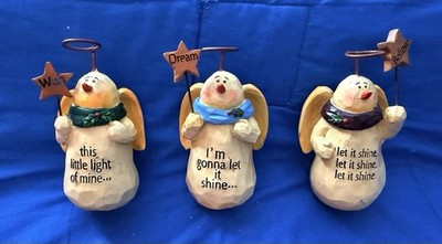 Dicksons Starlight Angel Snowman Figurines Set Of 3 This Little Light Of Mine 