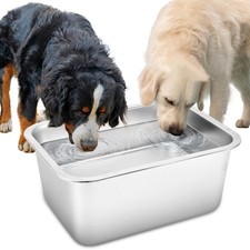 4 Gallon Large Dog Water Bowl Stainless Steel Giant Dogs 15.7x11.8x6 Inch