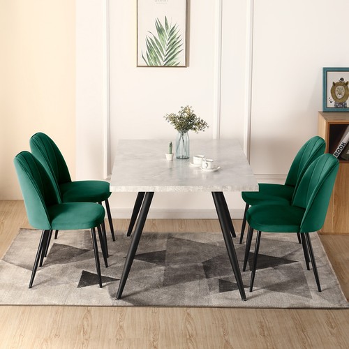2/4/6X Dining Chairs Velvet Padded Seat Metal Legs Breakfast Kitchen Office - Picture 31 of 53