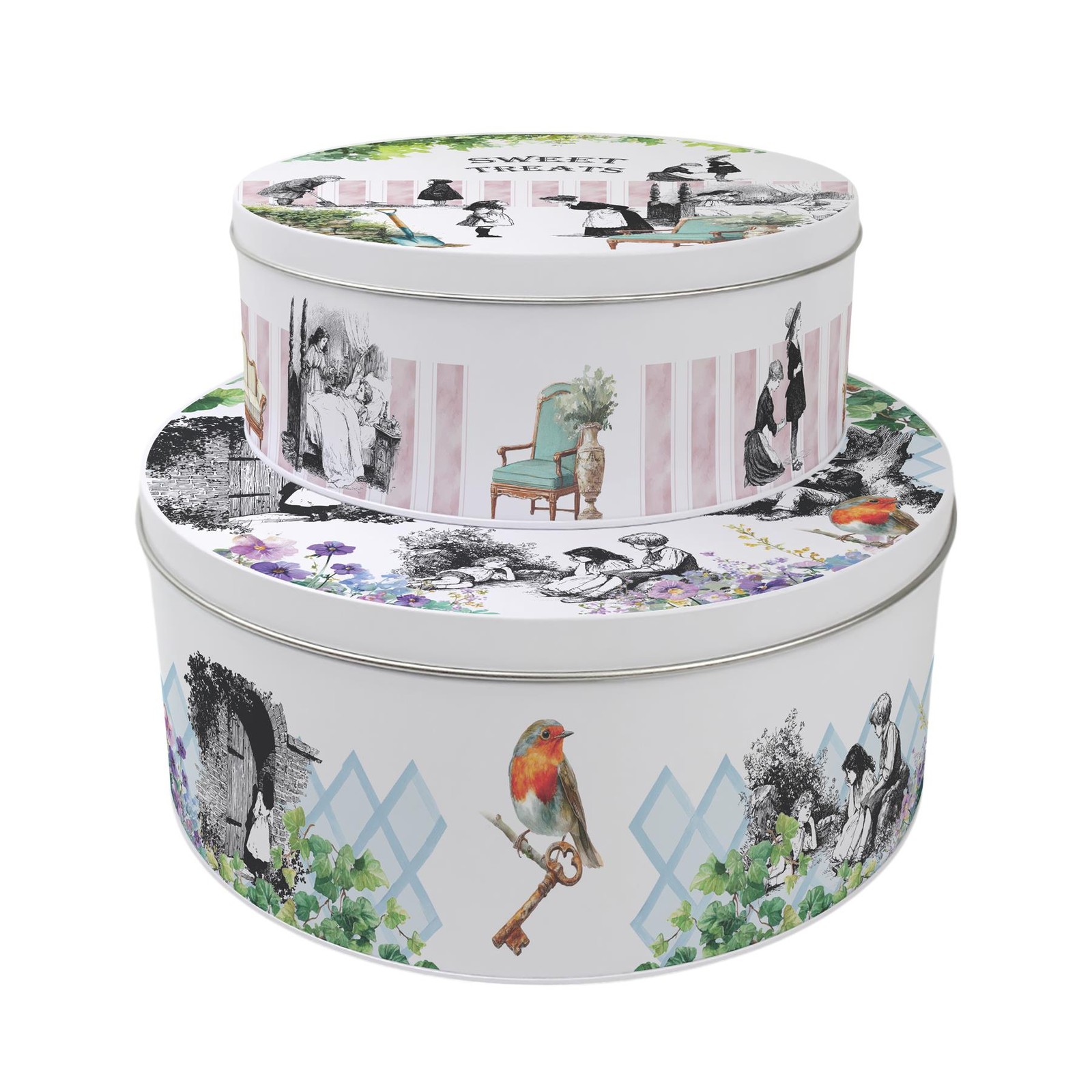 The Secret Garden Cake Tin Set - Round Kitchen Storage for Baking Book Gifts