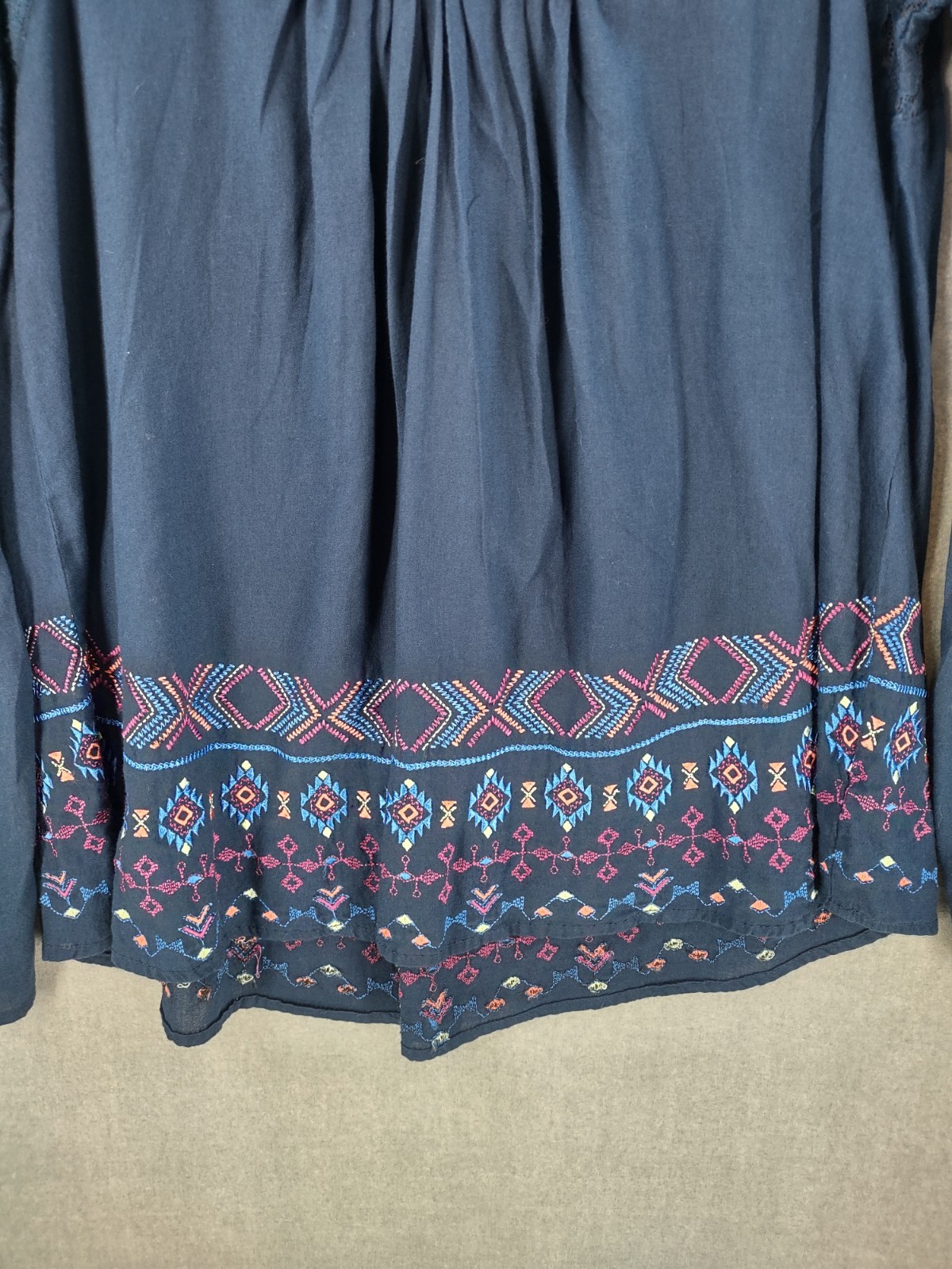 Rock Roll Cowgirl Top Small Blue Embroidered Lace… - image 4