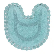 Hampton Crochet Reversible 100 Cotton Bath Rug Set, 20X20 Contour, Aqua