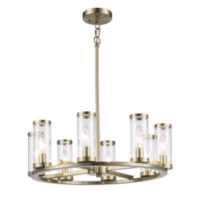 Hampton Bay Loveland 8-Light Brass Wagon Wheel Chandelier Light