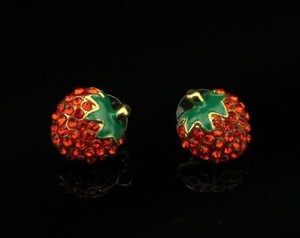 Crystal-Strawberry-Earrings-Betsey-Johnson-Gold-Stud-High-Quality