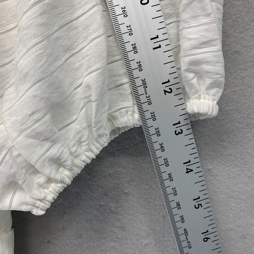Nine West Womens Cold Off Shoulder Puff Sleeve Tie Waist Mini Dress L NWT White - Picture 10 of 12